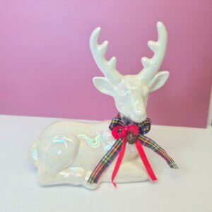 Vintage Brinns Ceramic Deer Figure Iridescent finish Collectible Christmas decor